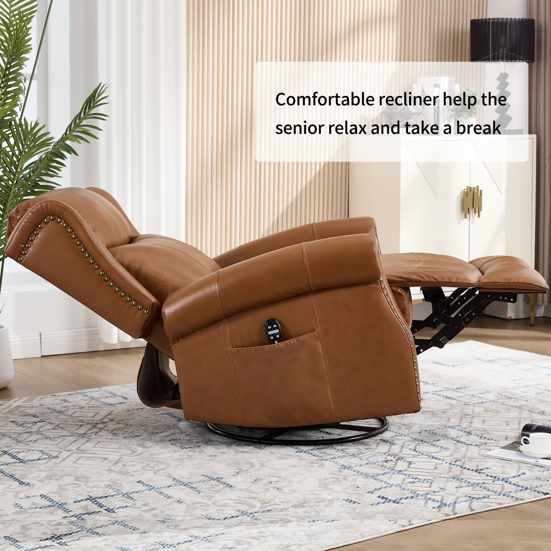 Heat Massage Manual Recliner Chair with Rocker and Swivel for Living Room detail image 36