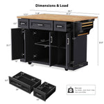 54 in. Rolling Kitchen Island with Drop Leaf & Storage product view 44