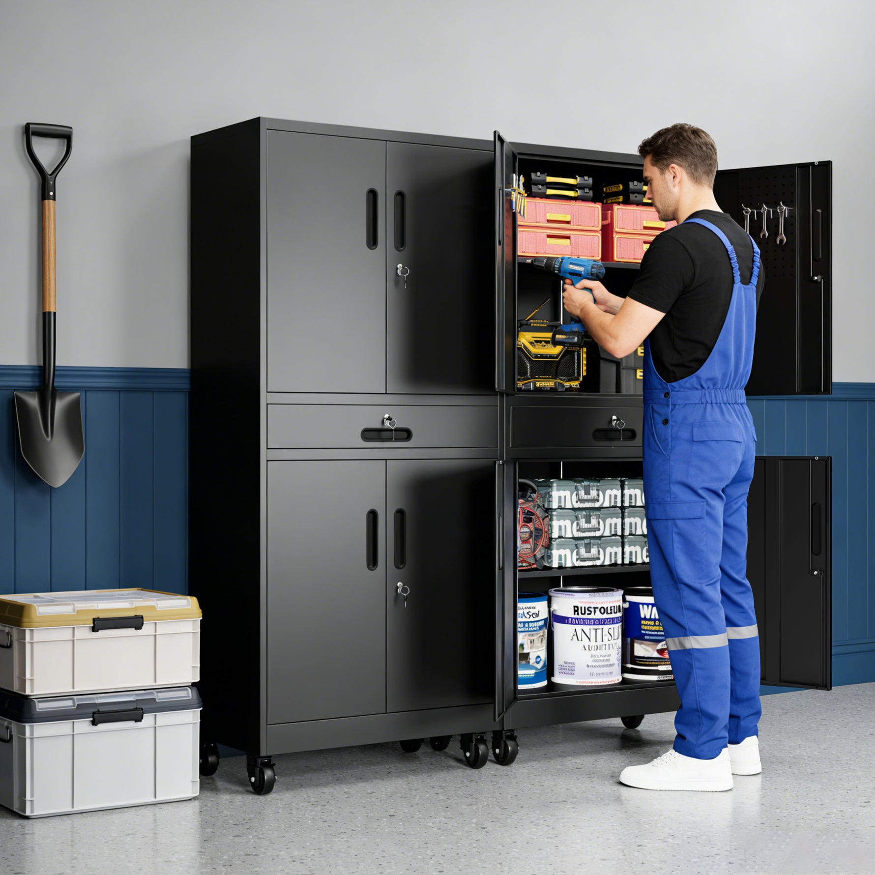 Metal Storage Cabinet with Drawer for workshop, garage, storage, or utility use