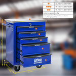 Rolling 5-Drawer Steel Tool Chest with Stainless Steel Top for workshop, garage, storage, or utility use