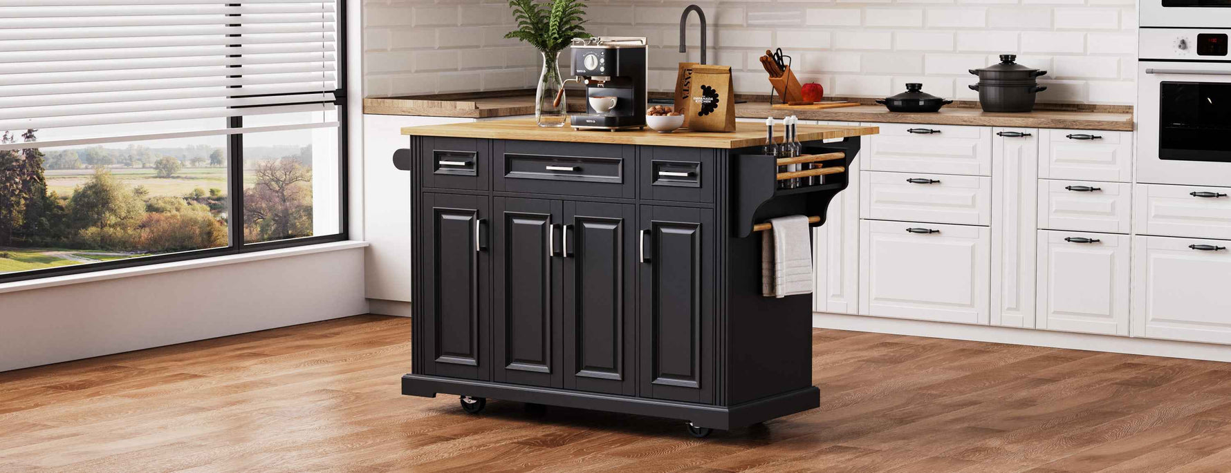 54 in. Rolling Kitchen Island with Drop Leaf & Storage product view 64