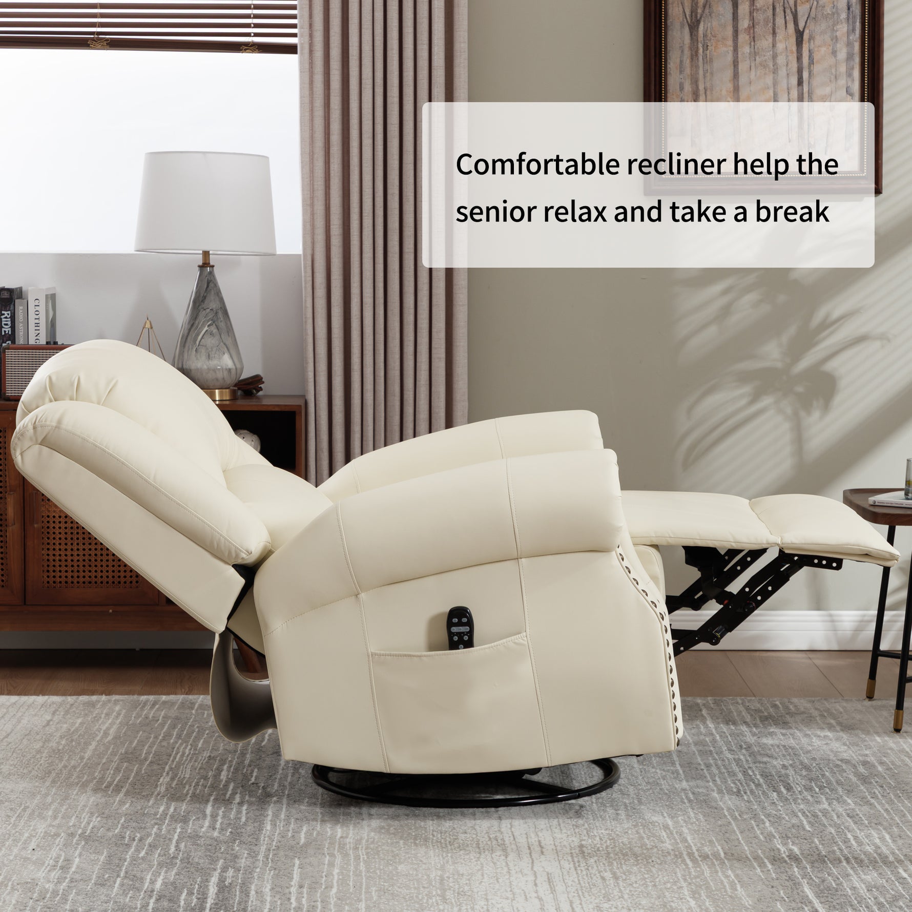 Heat Massage Manual Recliner Chair with Rocker and Swivel for Living Room detail image 53