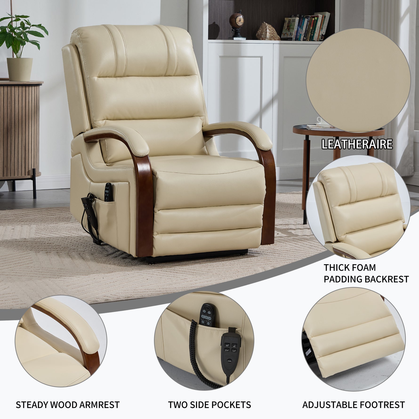 Dual-Motor Leather-Air Power Lift Recliner detail image 28