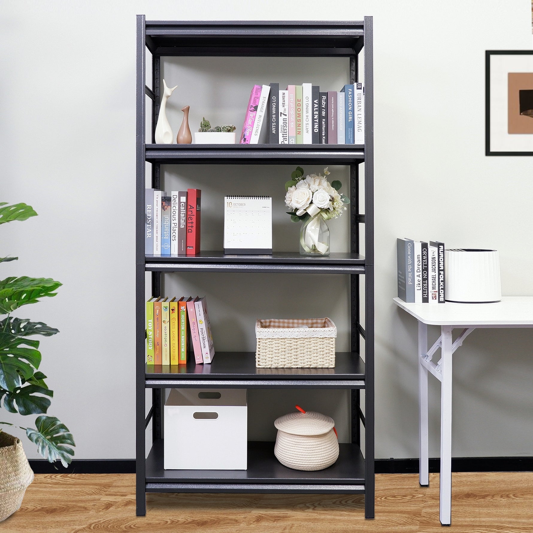 5-Tier Heavy-Duty Adjustable Metal Storage Rack for workshop, garage, storage, or utility use
