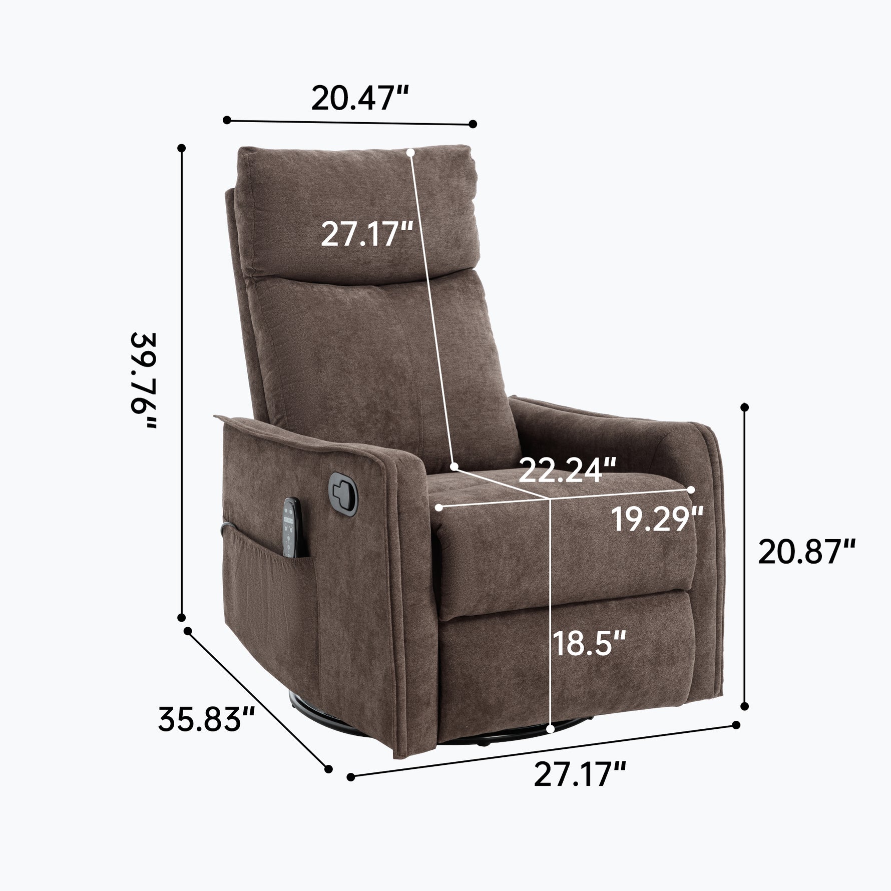 Heat Massage Manual Recliner Chair with Rocker and Swivel in Fabric for Living detail image 37