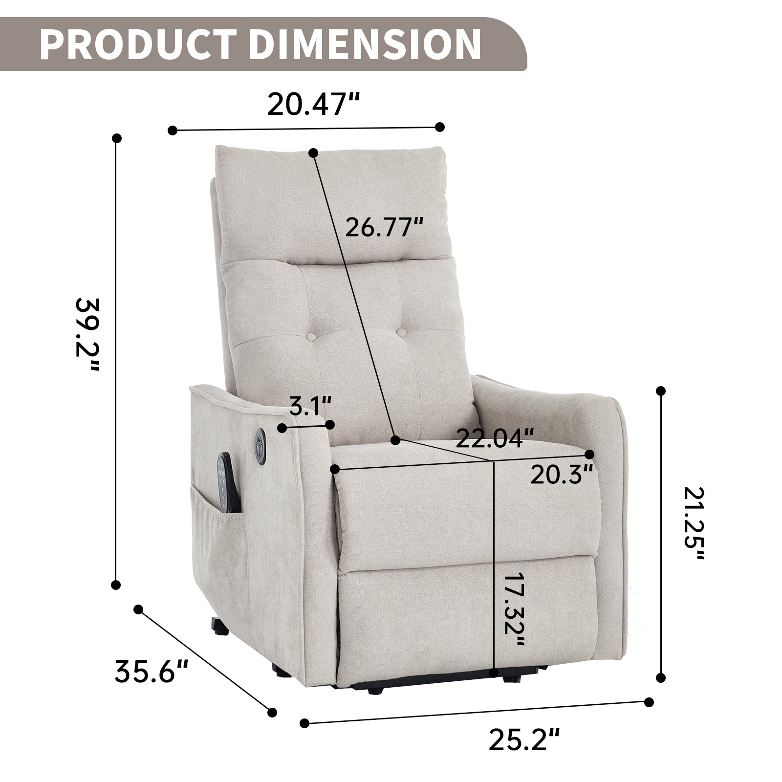 Single Motor Power Lift Recliner Chair with Massage & Heat detail image 49