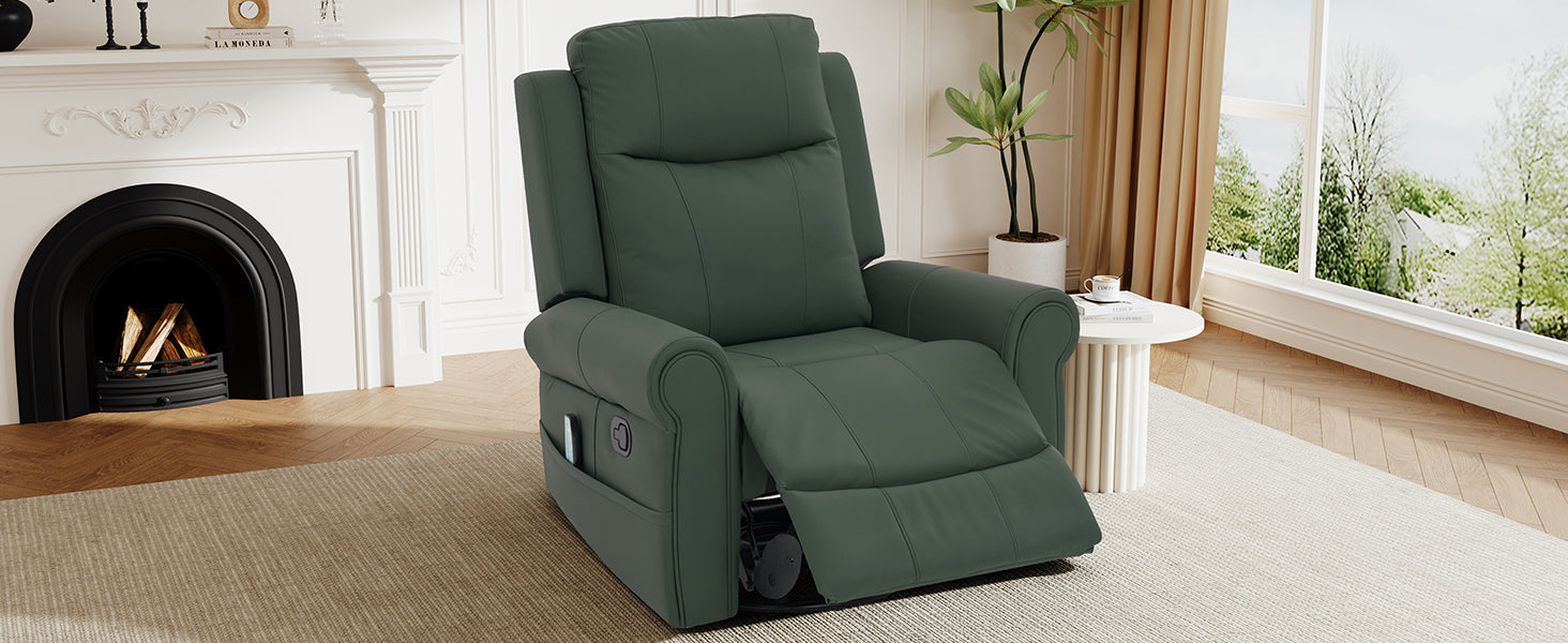 Modern PU Leather Manual Recliner Chair with 270° Swivel, Massage detail image 18