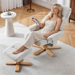 Modern Heated Massage 360° Swivel Recliner Accent Chair with Ottoman, Ergonomic detail image 4