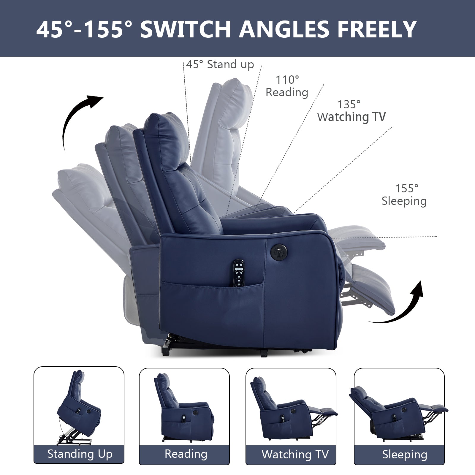 Single Motor Power Lift Recliner Chair with Massage & Heat detail image 77