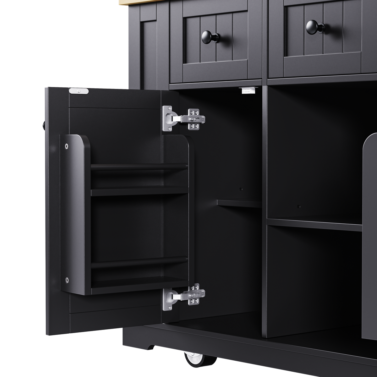 53 in. Farmhouse Kitchen Island with Power Outlet & Stools product view 138