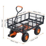 Metal Garden Dump Cart with 2-in-1 Handle for workshop, garage, storage, or utility use