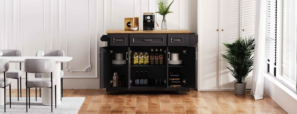 54 in. Rolling Kitchen Island with Drop Leaf & Storage product view 60