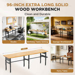 96" Adjustable Workbench with Pegboard & Power for workshop, garage, storage, or utility use