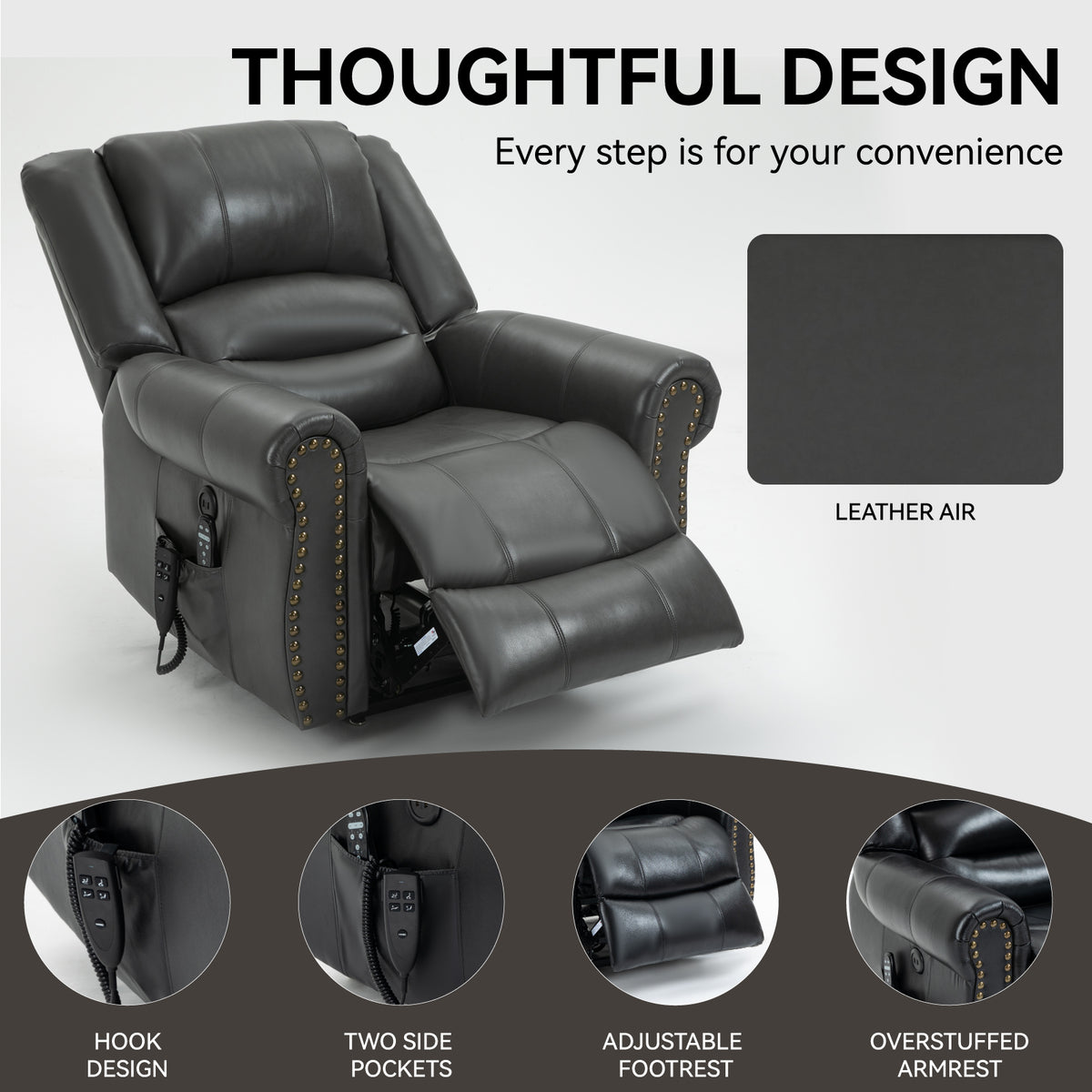 Dual-Motor Power Lift Heat & Massage Recliner detail image 57
