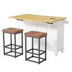 Farmhouse Kitchen Island with Drop Leaf, Power Outlet & 2 Seats product view 26
