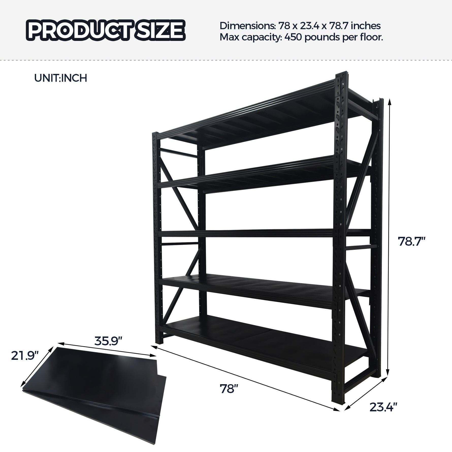5-Tier Adjustable Metal Garage Shelving Unit for workshop, garage, storage, or utility use