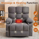 Massage Swivel Rocker Recliner Chair with Vibration, Lumbar Heating, Side Pocket detail image 24