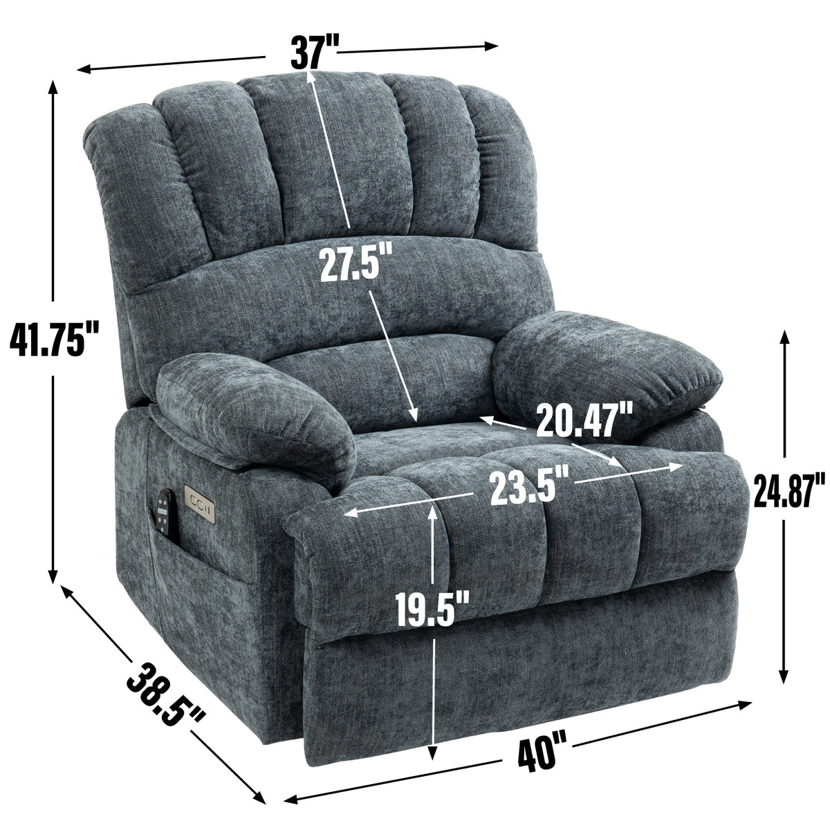 Chenille Power Lift Recliner detail image 33