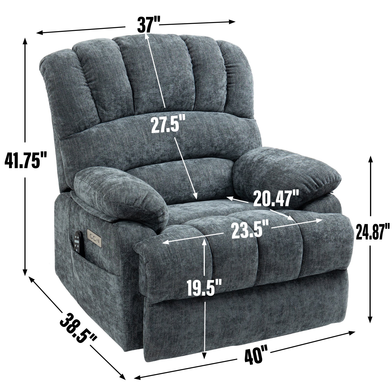 Chenille Power Lift Recliner detail image 33