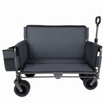 3-in-1 Folding Wagon Cart with Bench Seat & Storage for workshop, garage, storage, or utility use