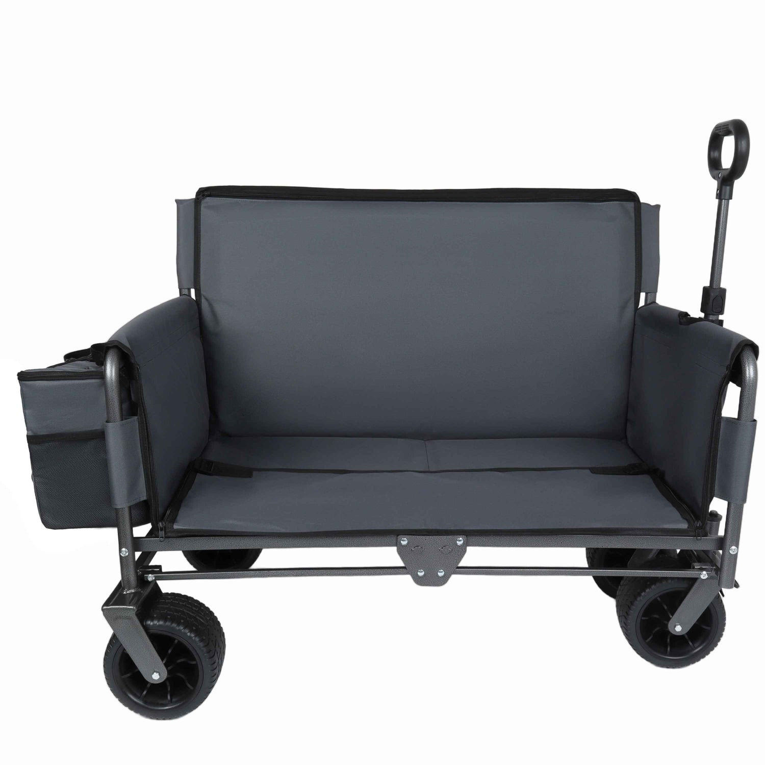 3-in-1 Folding Wagon Cart with Bench Seat & Storage for workshop, garage, storage, or utility use