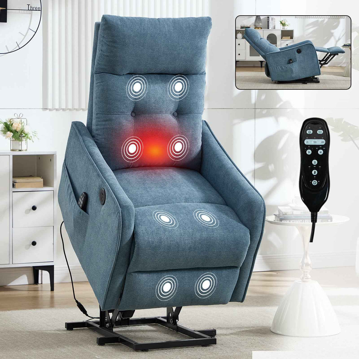 Single Motor Power Lift Recliner Chair with Massage & Heat product image