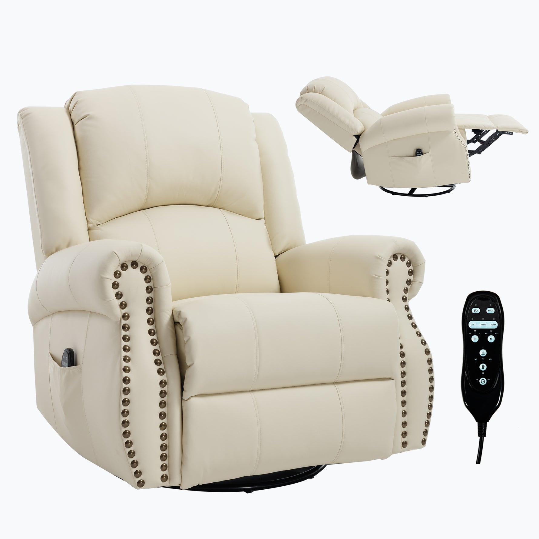 Heat Massage Manual Recliner Chair with Rocker and Swivel for Living Room detail image 55