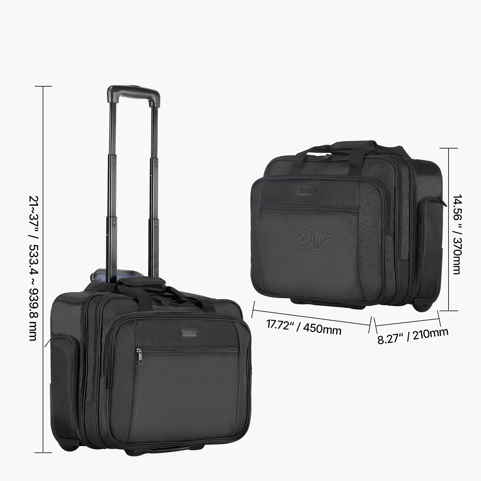 VEVOR rolling laptop bag with wheels and structured storage for work travel
