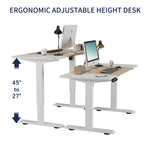 55'×24' White&Oak Electric Standing Desk Height Adjustable Desk for Home and Office Computer Table Gaming Desk Modern Lift-up Desk - Sleek Space Mod