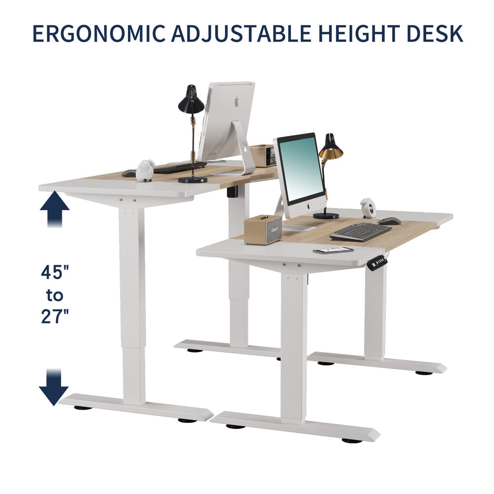 55'×24' White&Oak Electric Standing Desk Height Adjustable Desk for Home and Office Computer Table Gaming Desk Modern Lift-up Desk - Sleek Space Mod