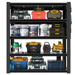Industrial Heavy-Duty Metal 5-Tier Adjustable Shelving Unit with Pegboard for workshop, garage, storage, or utility use