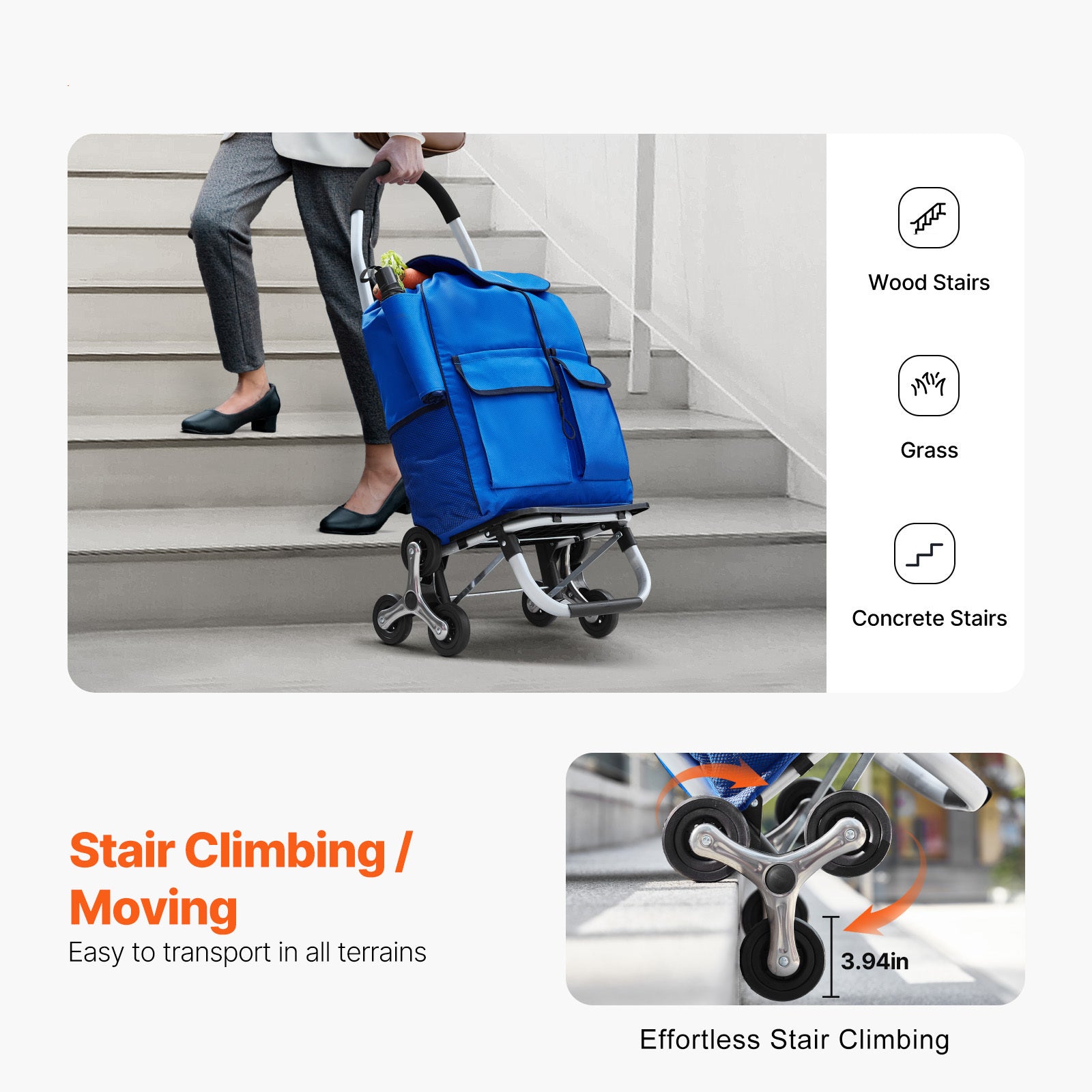 VEVOR Foldable Stair-Climbing Cart for workshop, garage, storage, or utility use