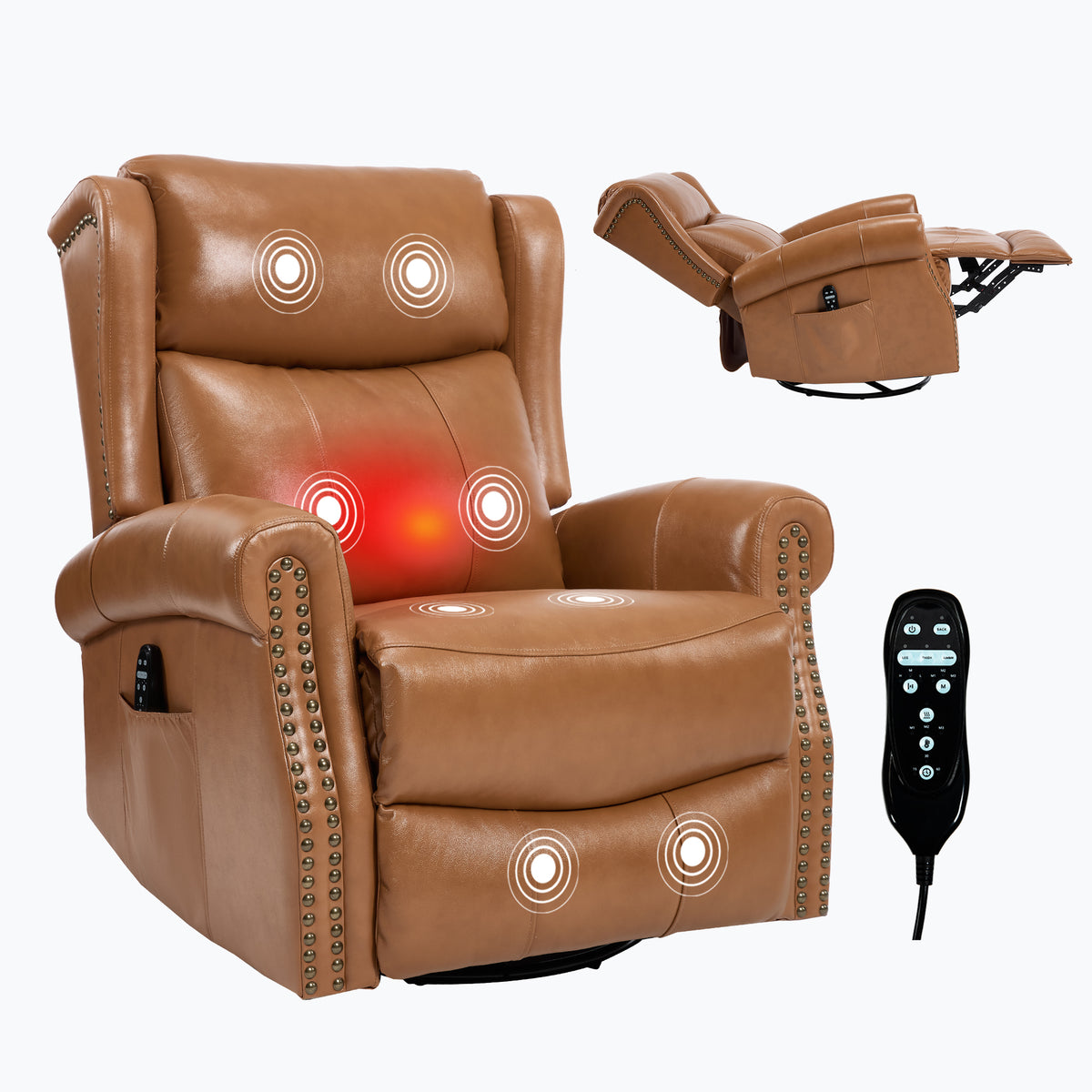 Heat Massage Manual Recliner Chair with Rocker and Swivel for Living Room detail image 81
