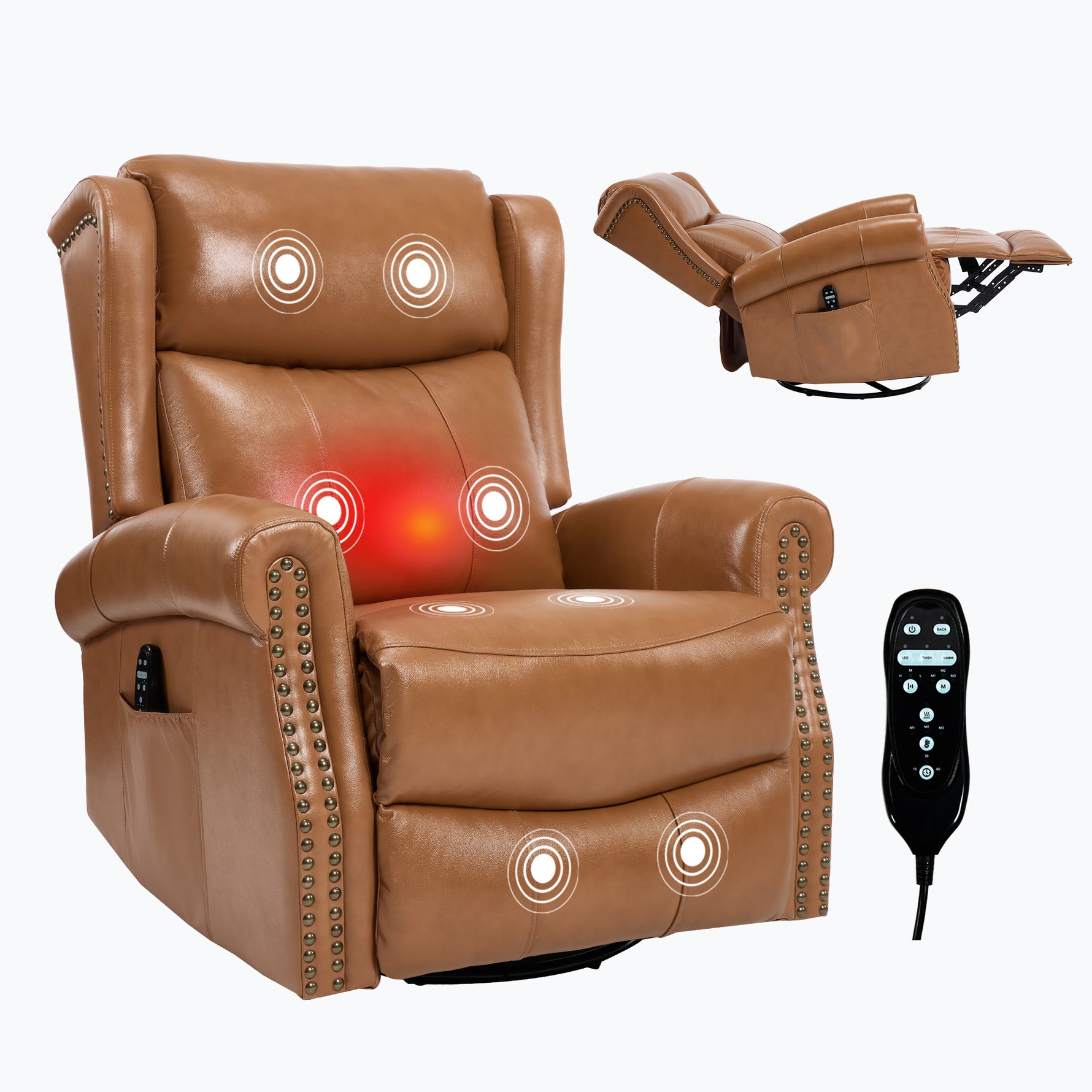 Heat Massage Manual Recliner Chair with Rocker and Swivel for Living Room detail image 81