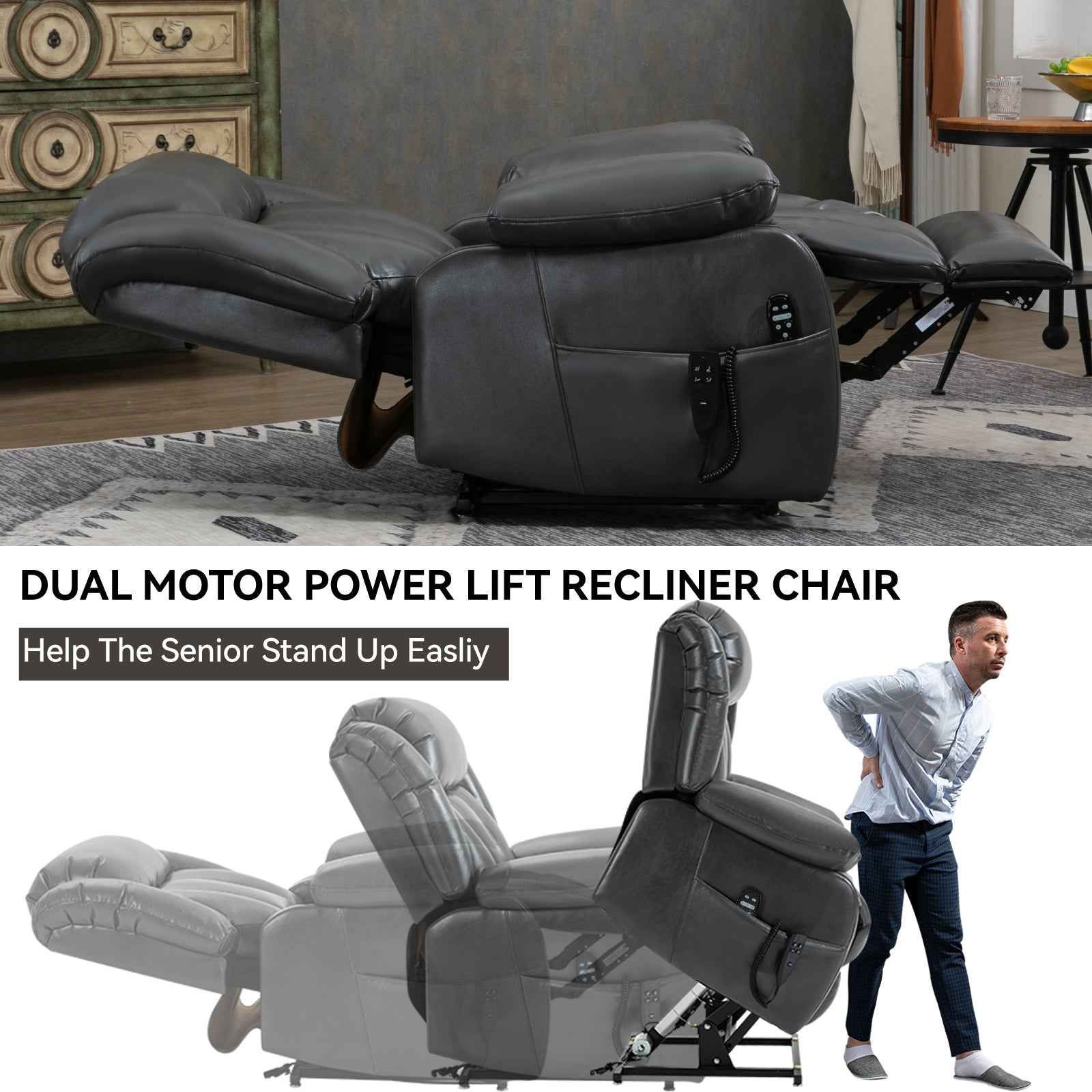 Dual-Motor Power Lift Heat & Massage Recliner detail image 44