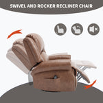 Heat Massage Manual Recliner Chair with Rocker and Swivel for Living Room detail image 10