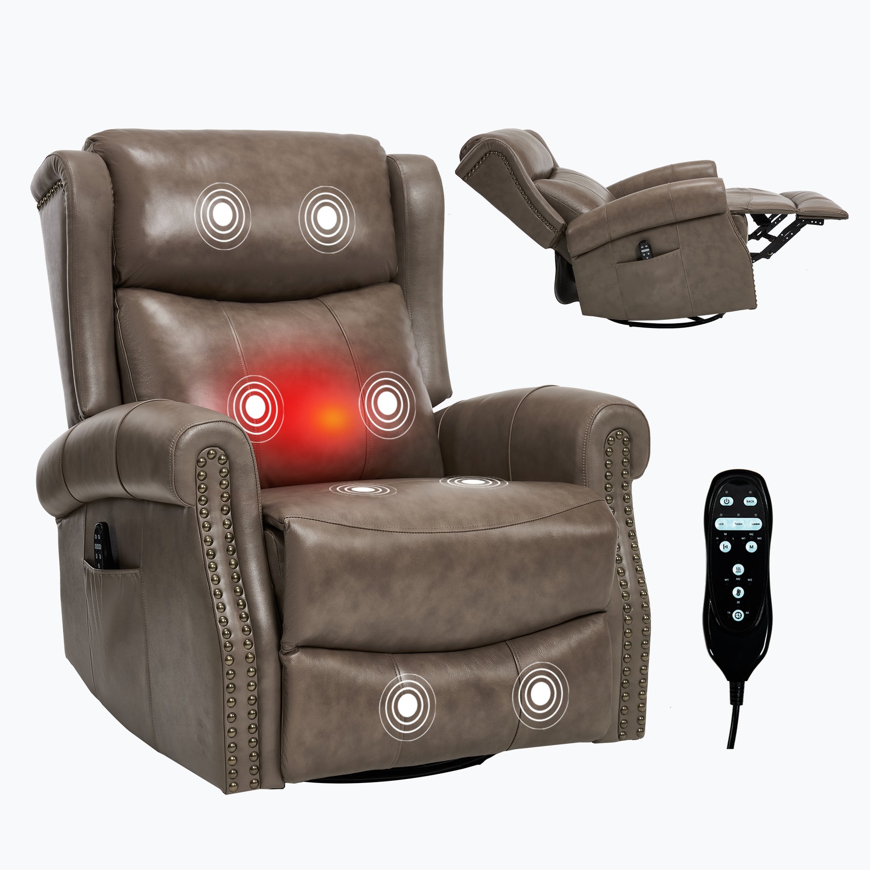 Heat Massage Manual Recliner Chair with Rocker and Swivel for Living Room detail image 114