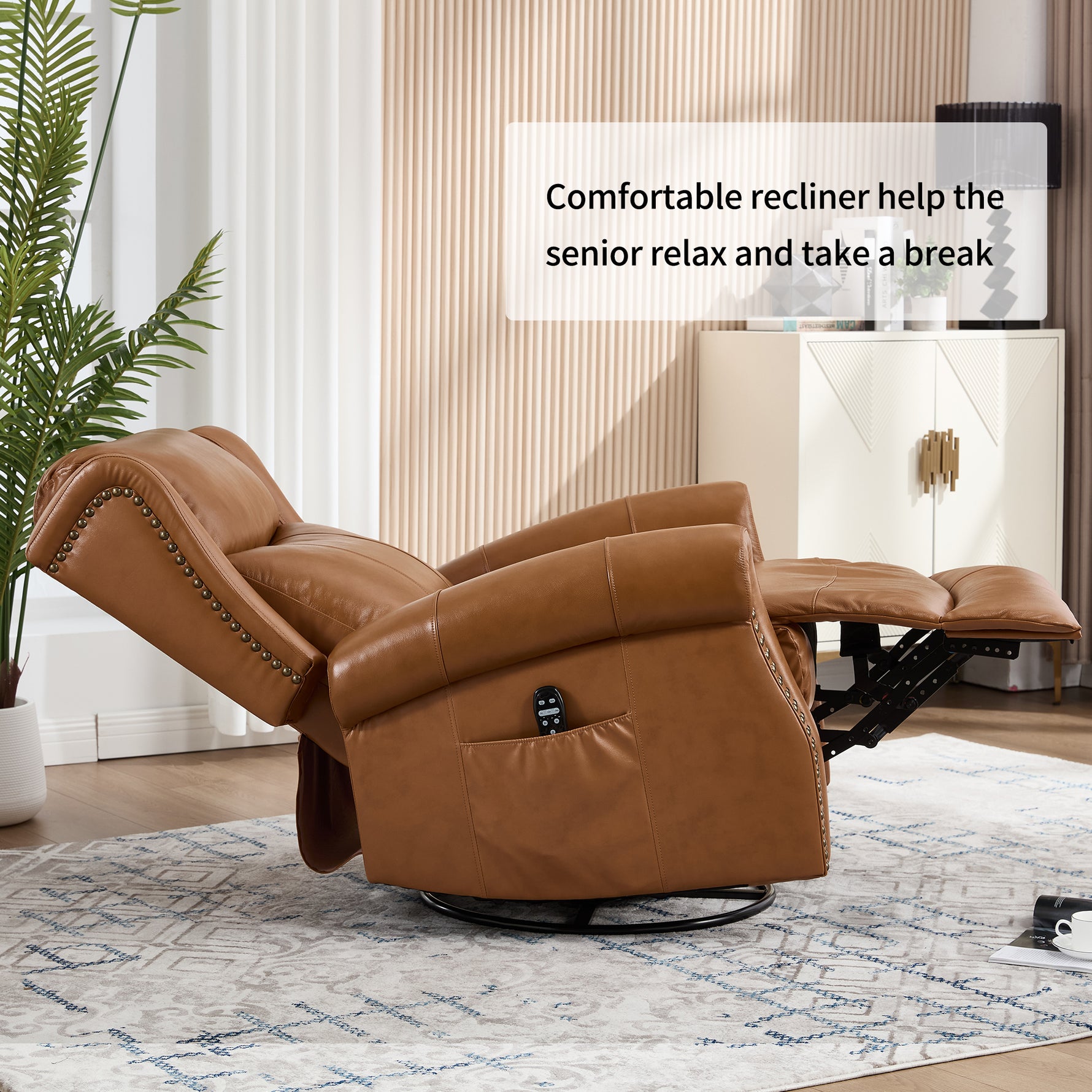 Heat Massage Manual Recliner Chair with Rocker and Swivel for Living Room detail image 84