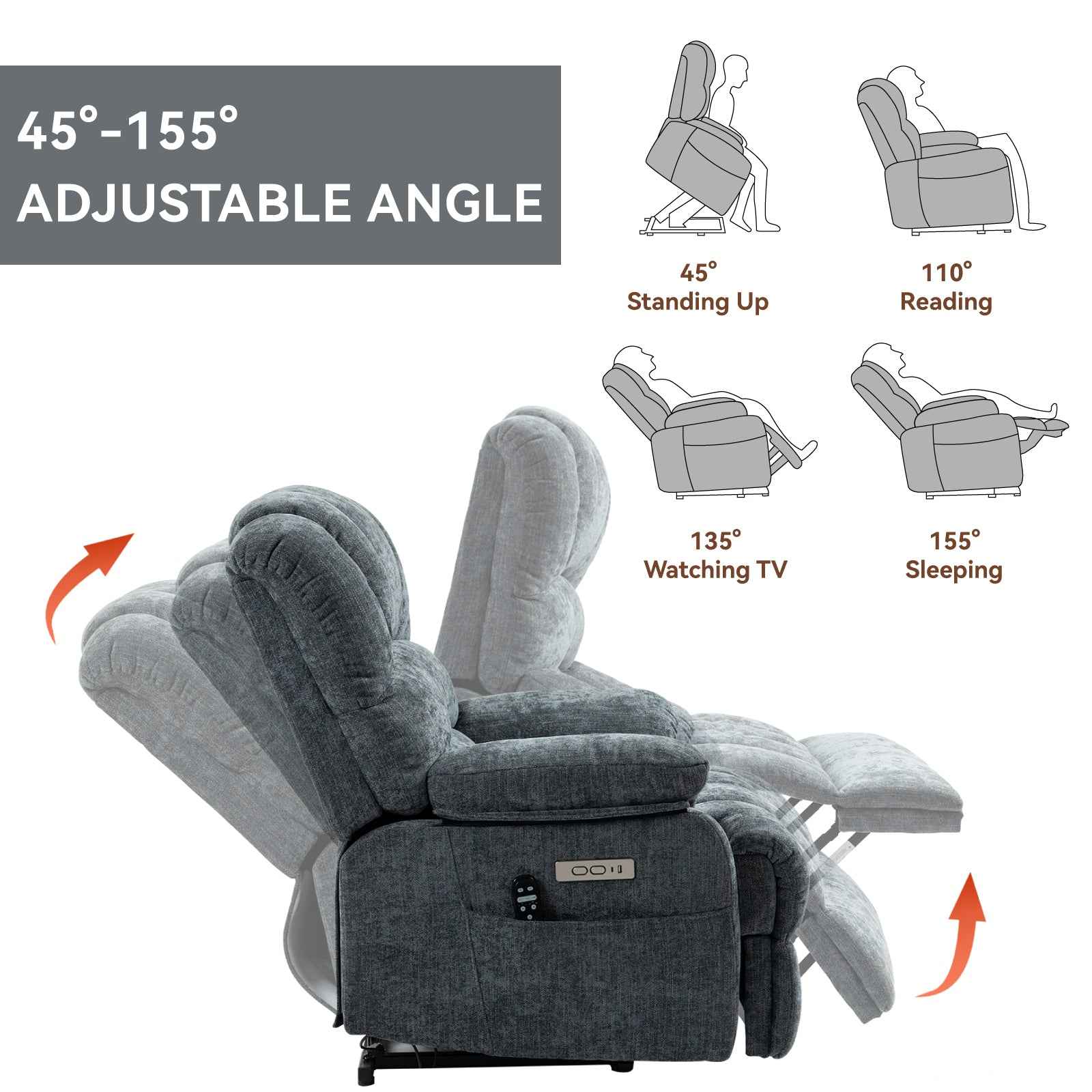 Chenille Power Lift Recliner detail image 24