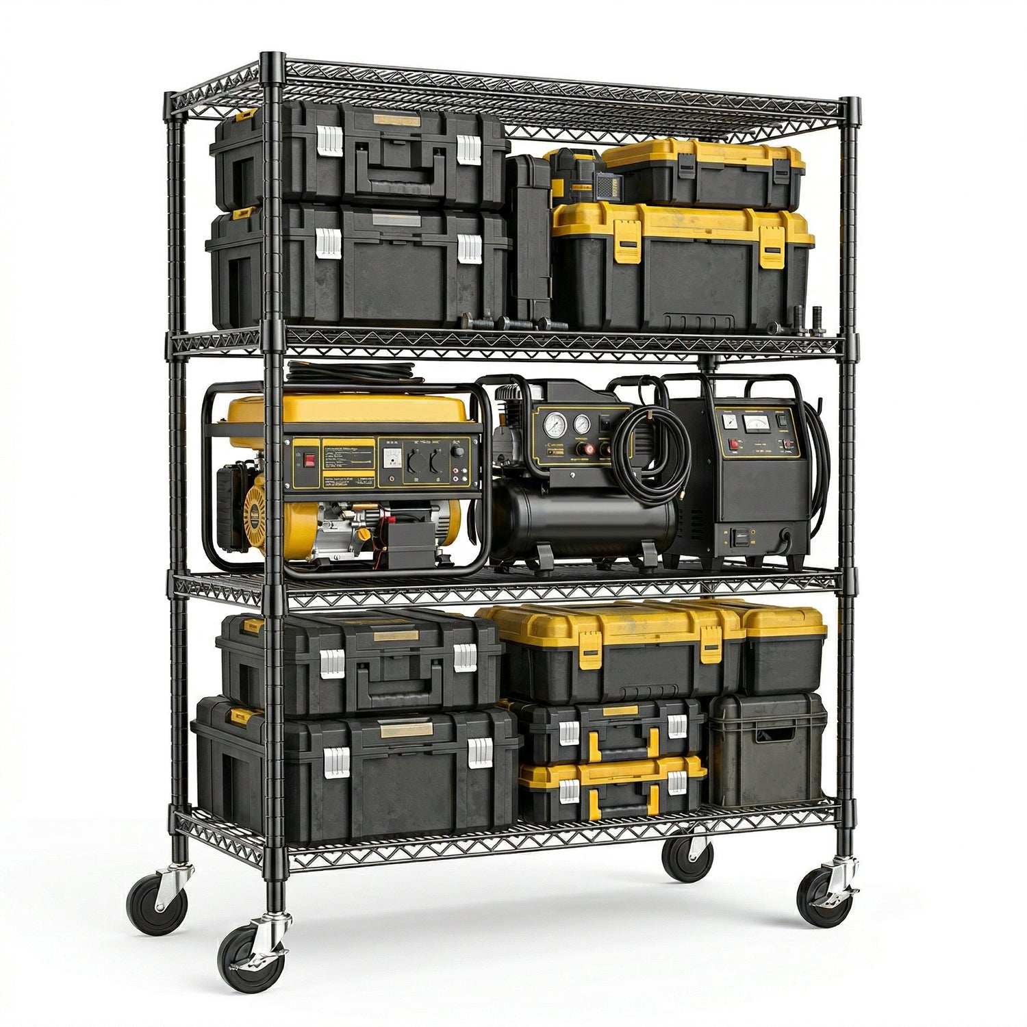 2640 lb Industrial 4-Tier Metal Shelving Unit for workshop, garage, storage, or utility use