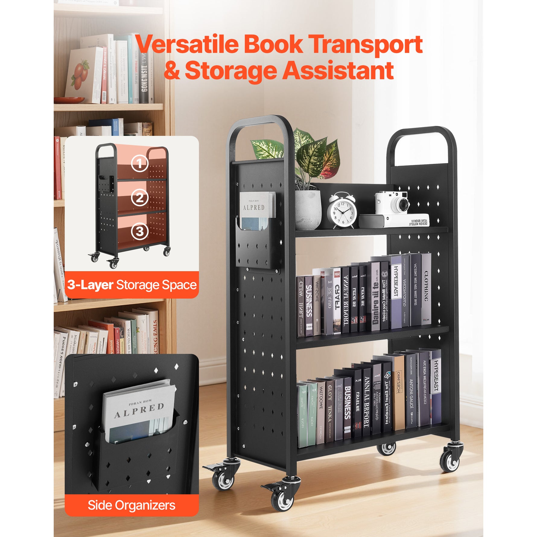 Heavy-Duty Rolling Utility Service Cart with 360° Swivel Wheels for workshop, garage, storage, or utility use