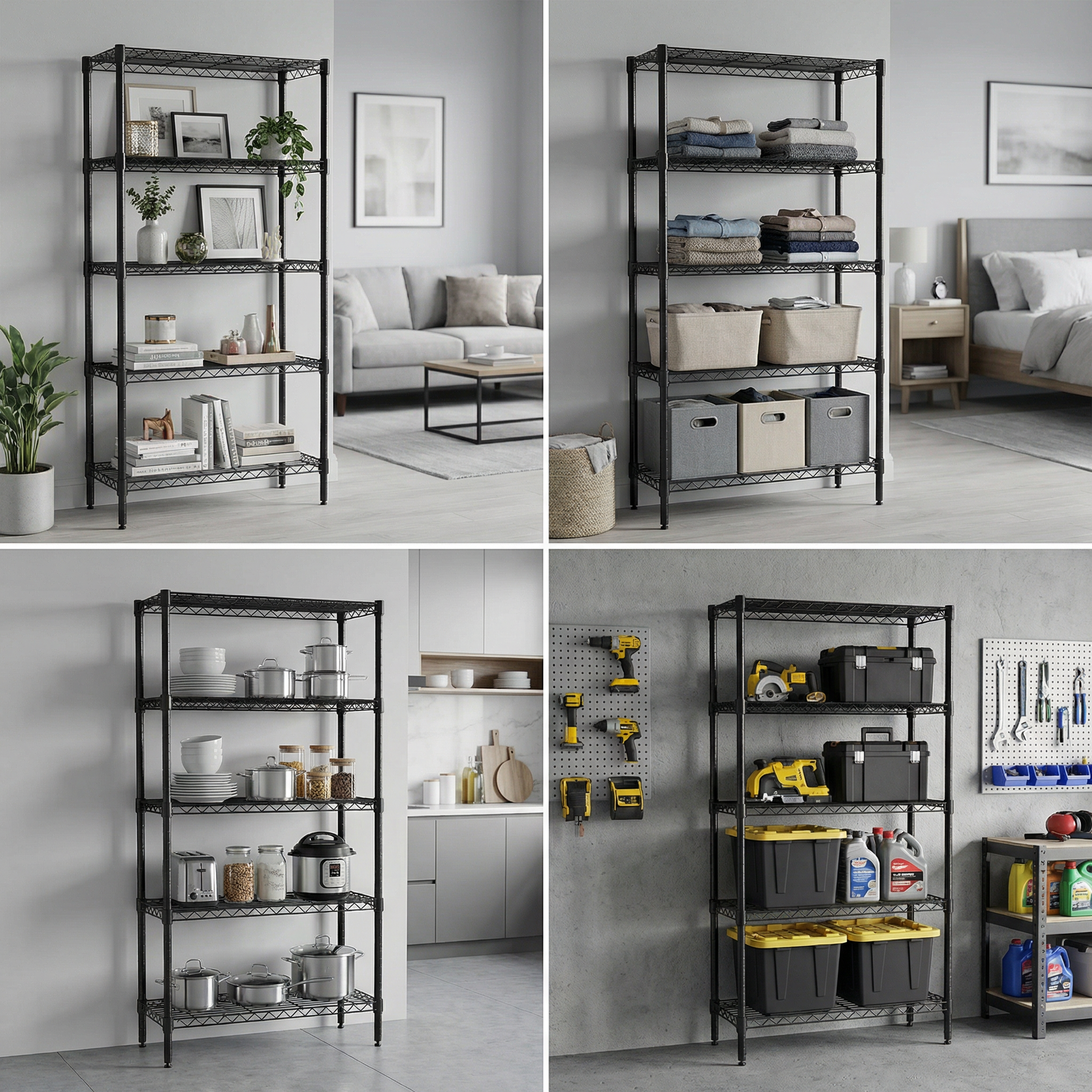 Heavy-Duty Adjustable Wire Shelving Unit with Wheels & Levelers for workshop, garage, storage, or utility use