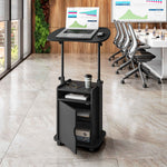 Techni Mobili Sit-to-Stand Laptop Cart with Storage mobile laptop workstation