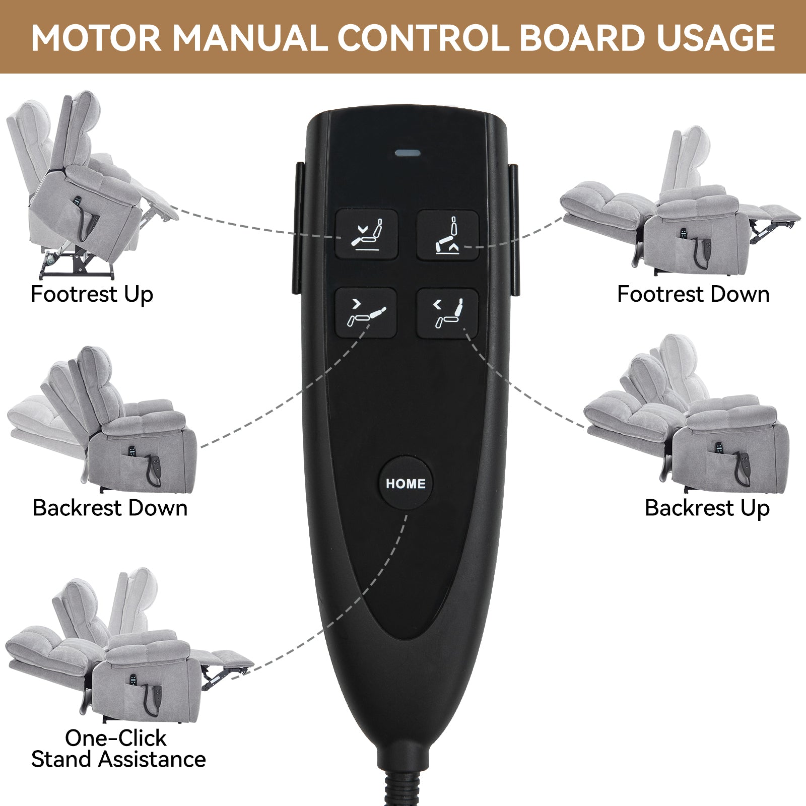 Dual-Motor Power Lift Recliner with Heat & Massage, 350 lb Capacity detail image 134