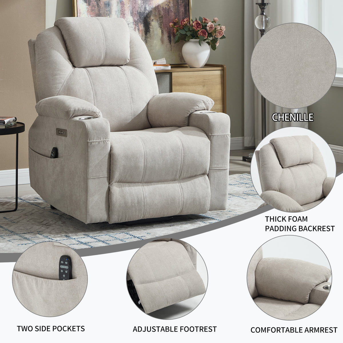 Dual-Motor Leather-Air Power Lift Recliner detail image 42