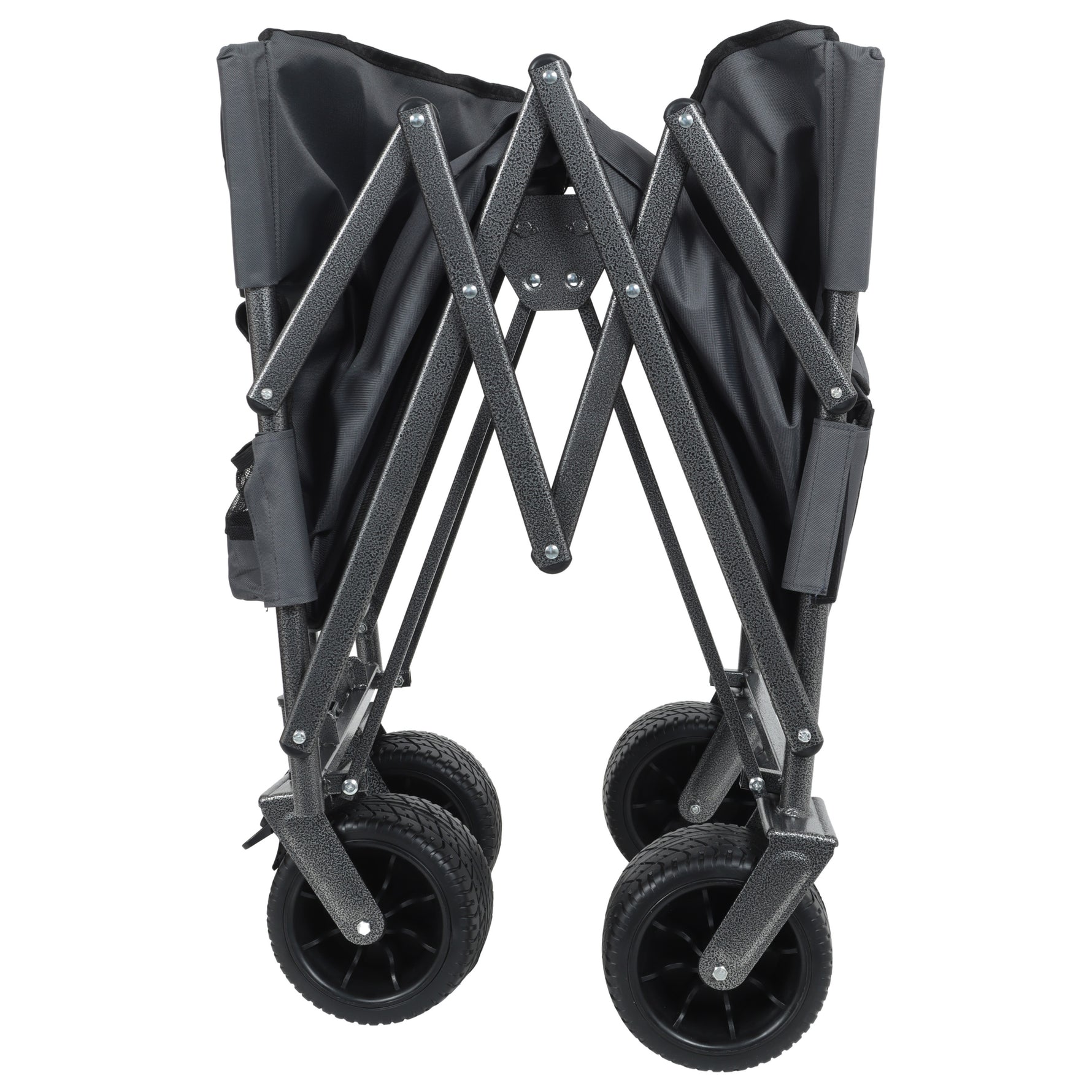 3-in-1 Folding Wagon Cart with Bench Seat & Storage for workshop, garage, storage, or utility use