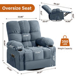 Massage Swivel Rocker Recliner Chair with Vibration, Lumbar Heating, Side Pocket detail image 2