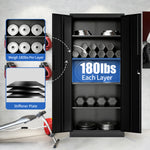 Locking Steel Garage Storage Cabinet with 4 Adjustable Shelves for workshop, garage, storage, or utility use