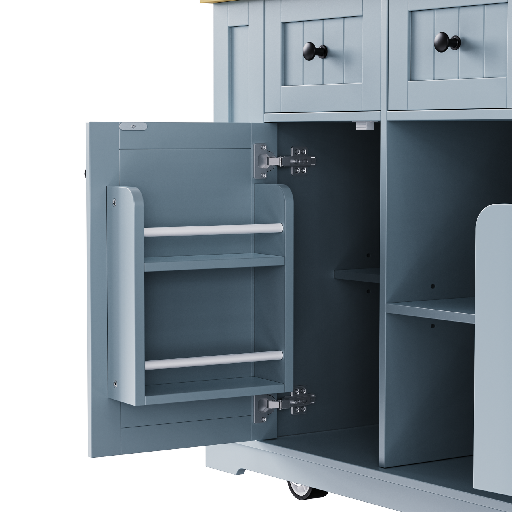 53 in. Farmhouse Kitchen Island with Power Outlet & Stools product view 76