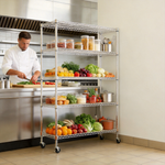 Heavy-Duty Adjustable Wire Shelving Unit with Wheels & Levelers for workshop, garage, storage, or utility use